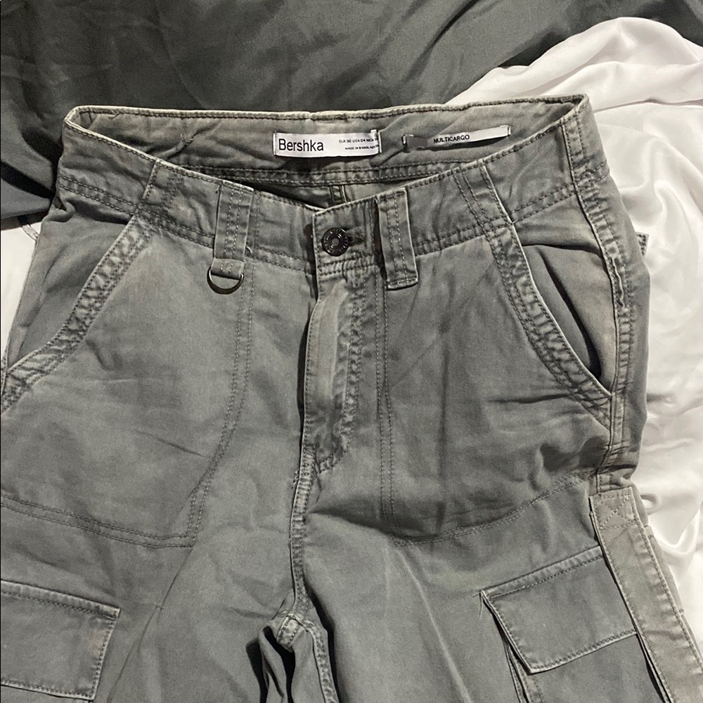 Bershka Stone Gray Utility Pants